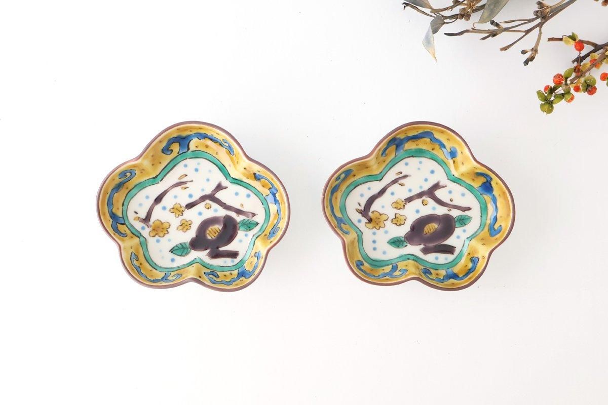 Kutani Bitoen Pine-shaped Plate Old Kutani-style Blue Camellia Pattern | Kutani Ware