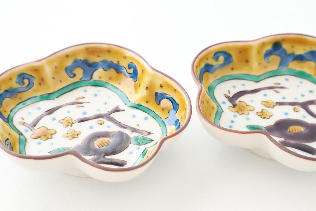 Kutani Bitoen Pine-shaped Plate Old Kutani-style Blue Camellia Pattern | Kutani Ware