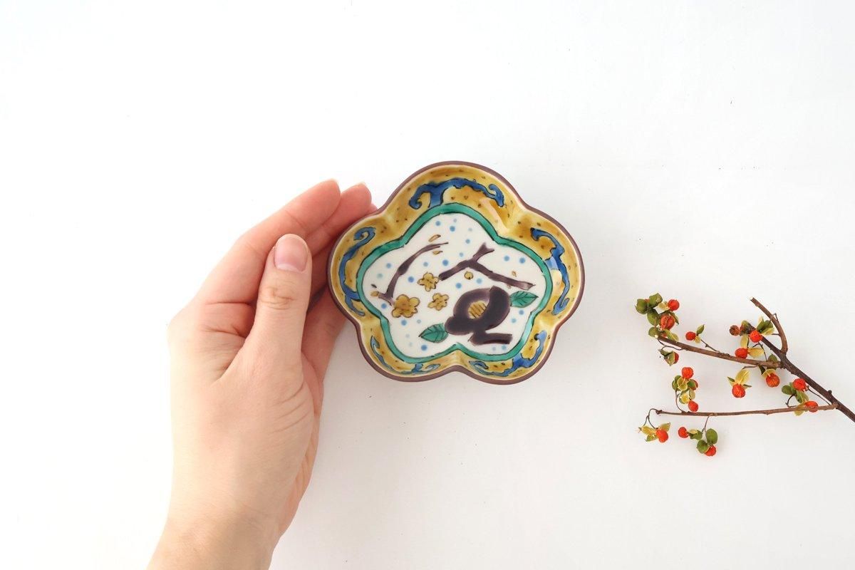 Kutani Bitoen Pine-shaped Plate Old Kutani-style Blue Camellia Pattern | Kutani Ware