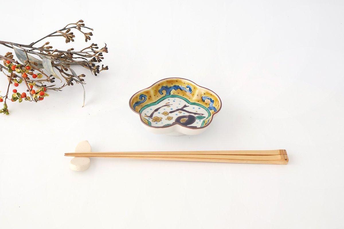 Kutani Bitoen Pine-shaped Plate Old Kutani-style Blue Camellia Pattern | Kutani Ware