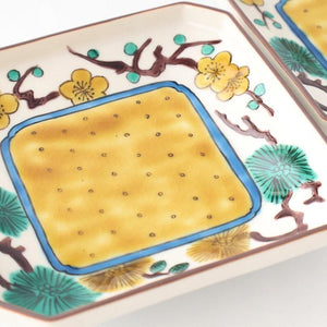 Kutani Bitoen Square Plate Pine and Plum Pattern 12cm/4.7in | Kutani Ware