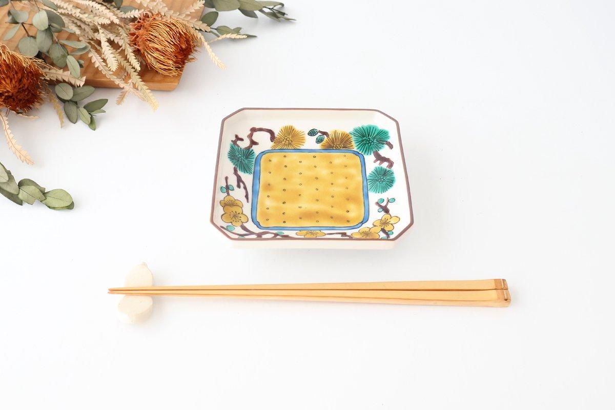 Kutani Bitoen Square Plate Pine and Plum Pattern 12cm/4.7in | Kutani Ware