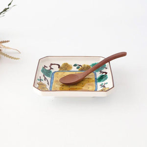 Kutani Bitoen Square Plate Pine and Plum Pattern 12cm/4.7in | Kutani Ware
