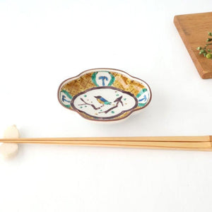 Kutani Bitoen Guard-shaped Plate Old Kutani-style Bird Pattern | Kutani Ware