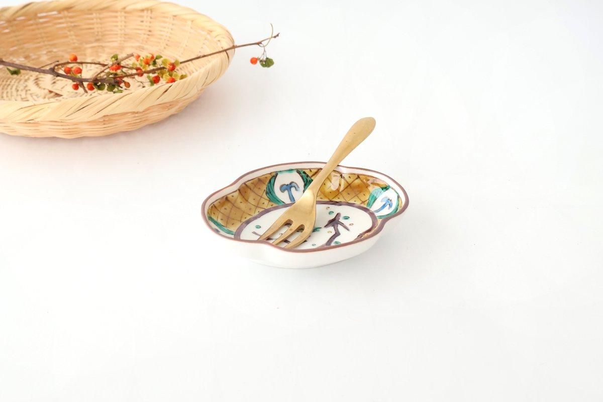 Kutani Bitoen Guard-shaped Plate Old Kutani-style Bird Pattern | Kutani Ware