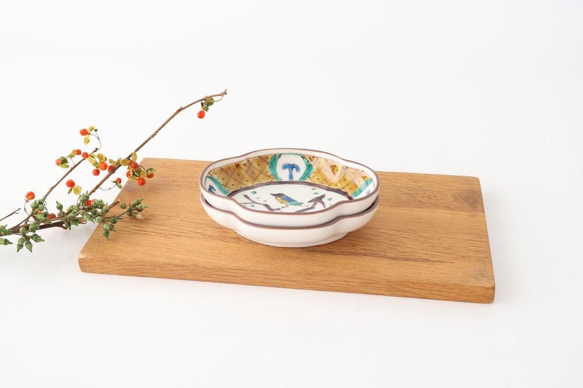 Kutani Bitoen Guard-shaped Plate Old Kutani-style Bird Pattern | Kutani Ware