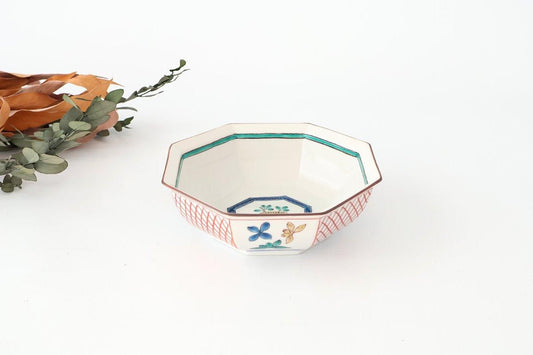Kutani Bitoen Octagonal Bowl Flower Pattern | Serving Bowl Kutani Ware