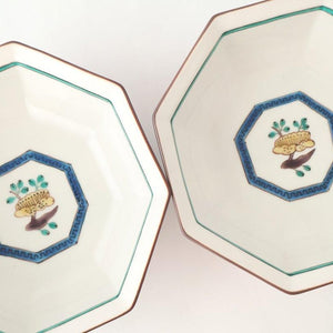 Kutani Bitoen Octagonal Bowl Flower Pattern | Serving Bowl Kutani Ware
