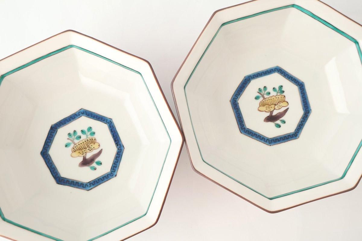 Kutani Bitoen Octagonal Bowl Flower Pattern | Serving Bowl Kutani Ware