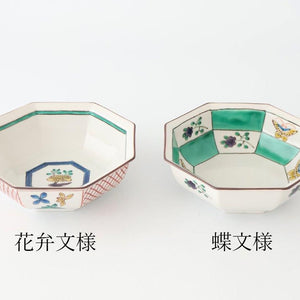 Kutani Bitoen Octagonal Bowl Flower Pattern | Serving Bowl Kutani Ware