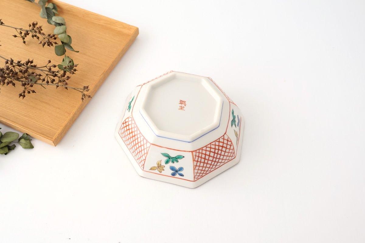 Kutani Bitoen Octagonal Bowl Flower Pattern | Serving Bowl Kutani Ware
