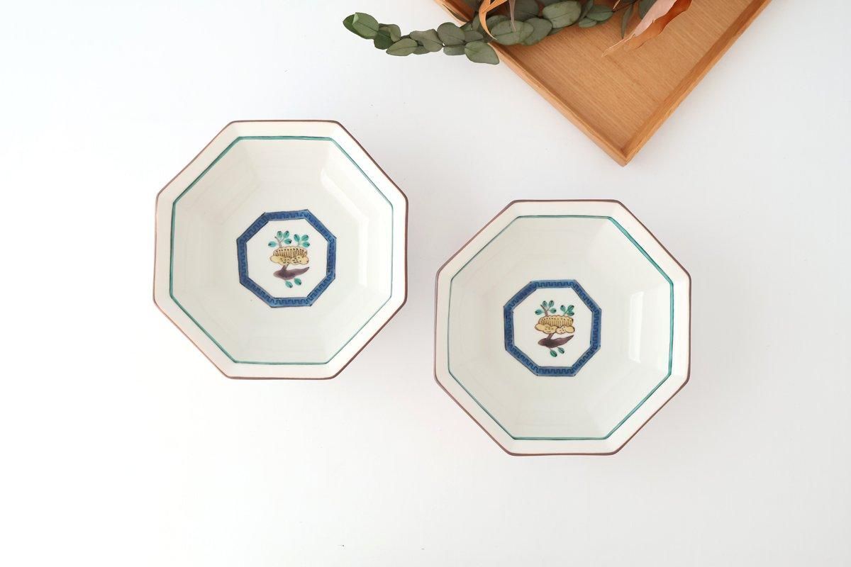 Kutani Bitoen Octagonal Bowl Flower Pattern | Serving Bowl Kutani Ware