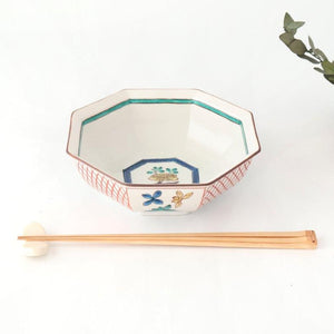 Kutani Bitoen Octagonal Bowl Flower Pattern | Serving Bowl Kutani Ware