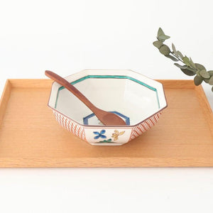 Kutani Bitoen Octagonal Bowl Flower Pattern | Serving Bowl Kutani Ware