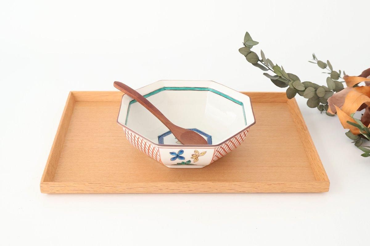Kutani Bitoen Octagonal Bowl Flower Pattern | Serving Bowl Kutani Ware