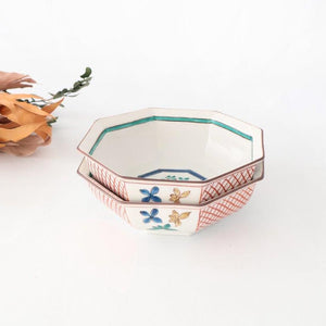 Kutani Bitoen Octagonal Bowl Flower Pattern | Serving Bowl Kutani Ware