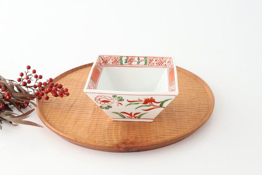 Small Square Bowl Red Flower | Kobachi Bowl Arita Ware