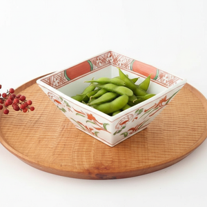 Small Square Bowl Red Flower | Kobachi Bowl Arita Ware