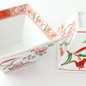 Small Square Bowl Red Flower | Kobachi Bowl Arita Ware