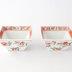 Small Square Bowl Red Flower | Kobachi Bowl Arita Ware