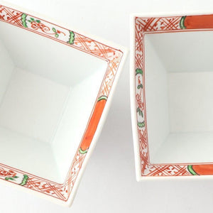 Small Square Bowl Red Flower | Kobachi Bowl Arita Ware