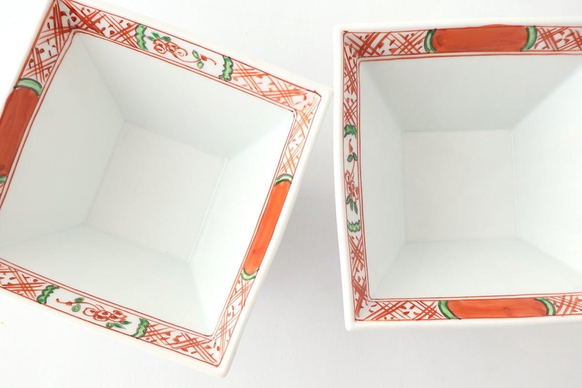 Small Square Bowl Red Flower | Kobachi Bowl Arita Ware