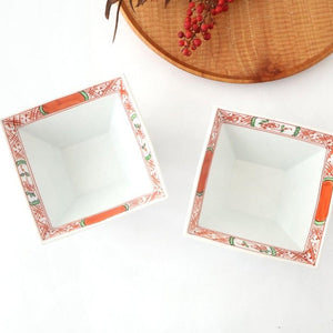 Small Square Bowl Red Flower | Kobachi Bowl Arita Ware