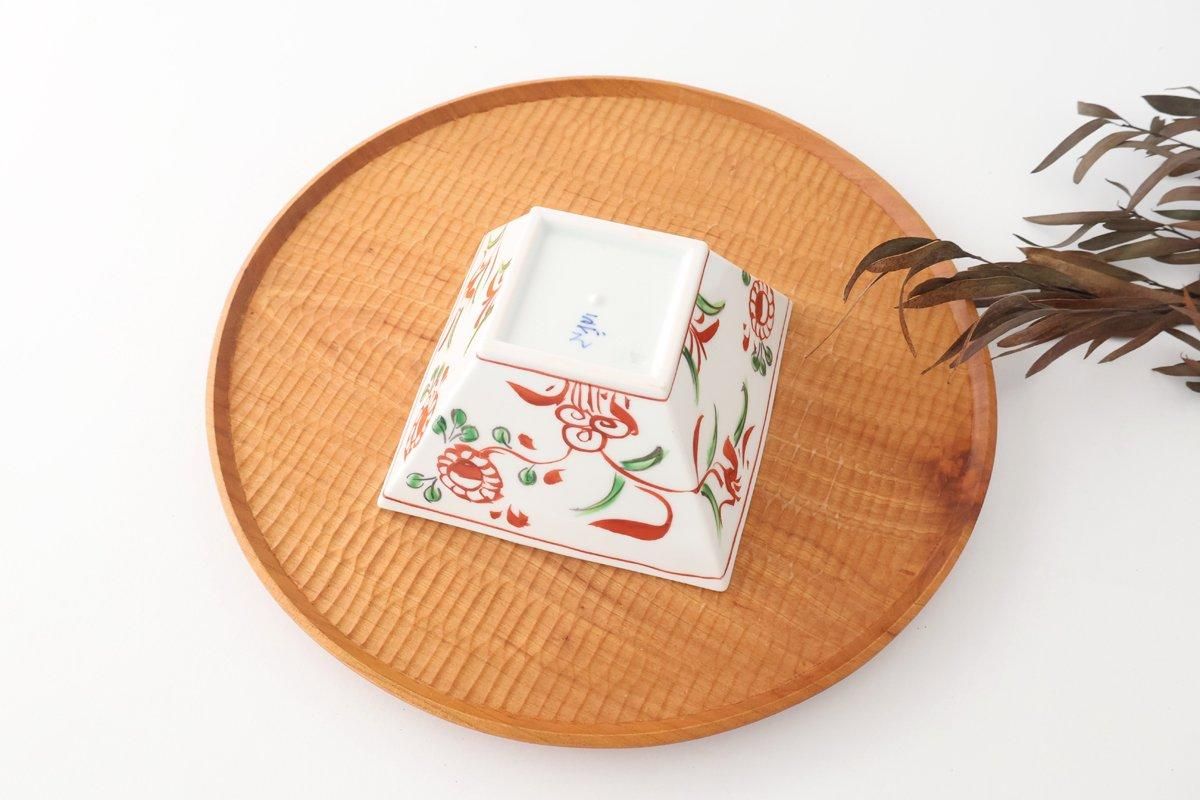 Small Square Bowl Red Flower | Kobachi Bowl Arita Ware