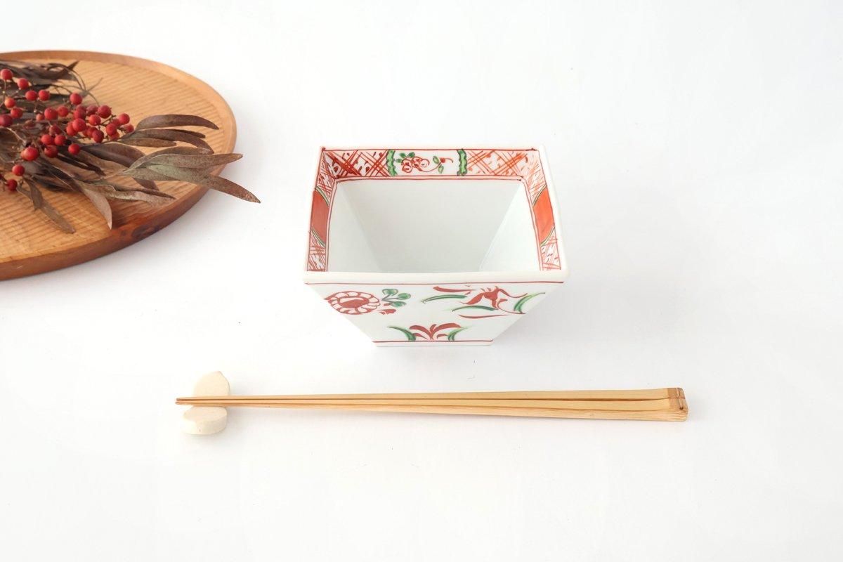 Small Square Bowl Red Flower | Kobachi Bowl Arita Ware