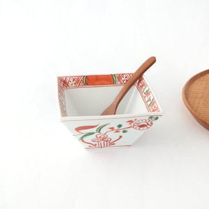 Small Square Bowl Red Flower | Kobachi Bowl Arita Ware