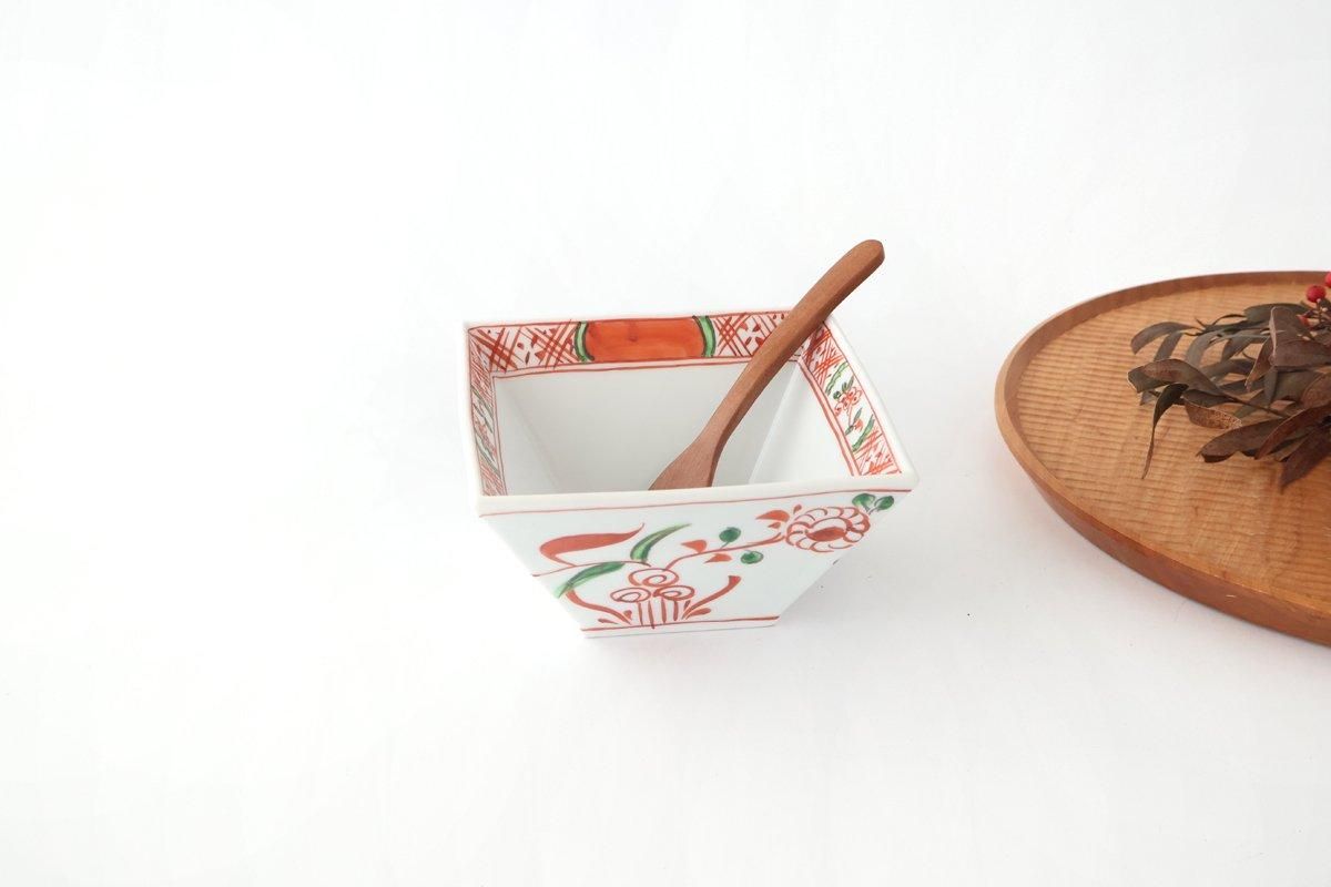 Small Square Bowl Red Flower | Kobachi Bowl Arita Ware