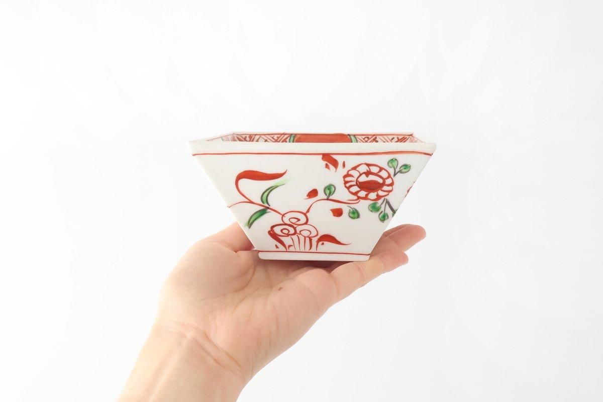 Small Square Bowl Red Flower | Kobachi Bowl Arita Ware