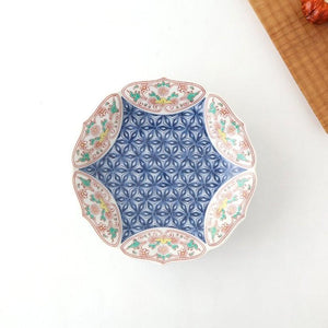 Bellflower-shaped Footed Plate Hemp Leaf Pattern  | Arita Ware
