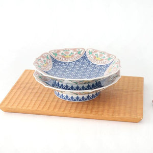 Bellflower-shaped Footed Plate Hemp Leaf Pattern  | Arita Ware