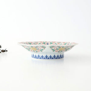 Bellflower-shaped Footed Plate Hemp Leaf Pattern  | Arita Ware