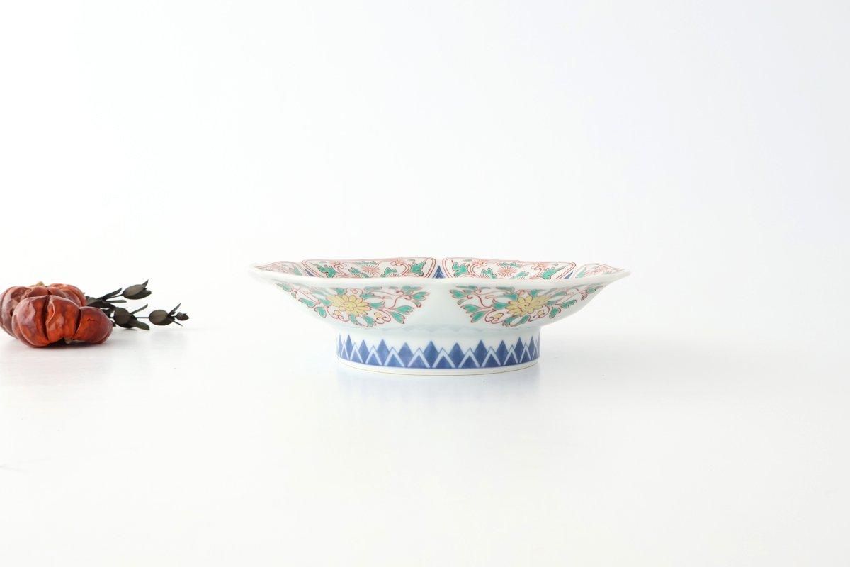 Bellflower-shaped Footed Plate Hemp Leaf Pattern  | Arita Ware