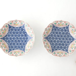 Bellflower-shaped Footed Plate Hemp Leaf Pattern  | Arita Ware