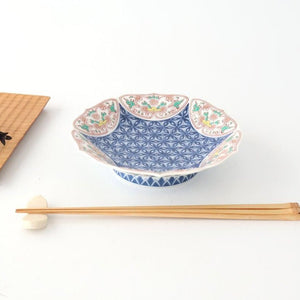Bellflower-shaped Footed Plate Hemp Leaf Pattern  | Arita Ware