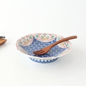 Bellflower-shaped Footed Plate Hemp Leaf Pattern  | Arita Ware