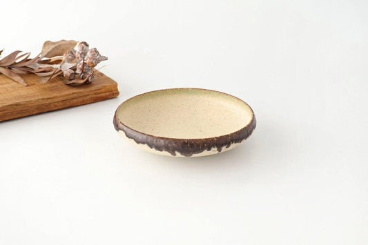 Serving Bowl White and Brown Rim Small | Mino Ware