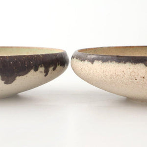 Serving Bowl White and Brown Rim Small | Mino Ware