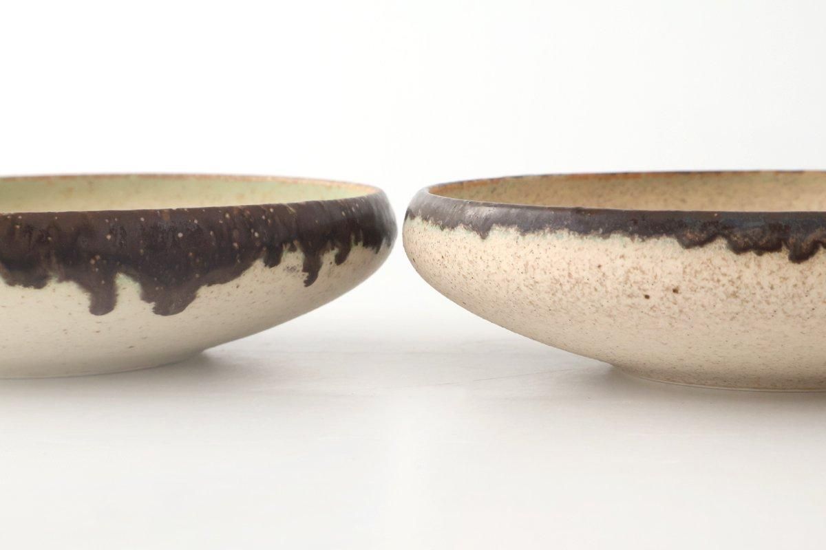 Serving Bowl White and Brown Rim Small | Mino Ware