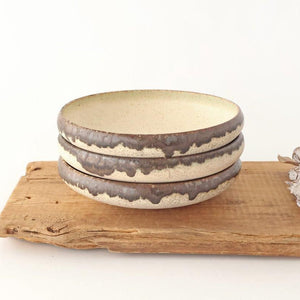 Serving Bowl White and Brown Rim Small | Mino Ware