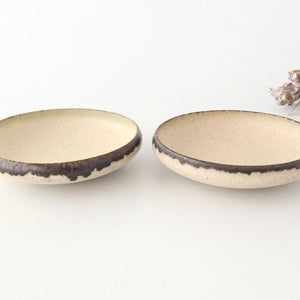 Serving Bowl White and Brown Rim Small | Mino Ware