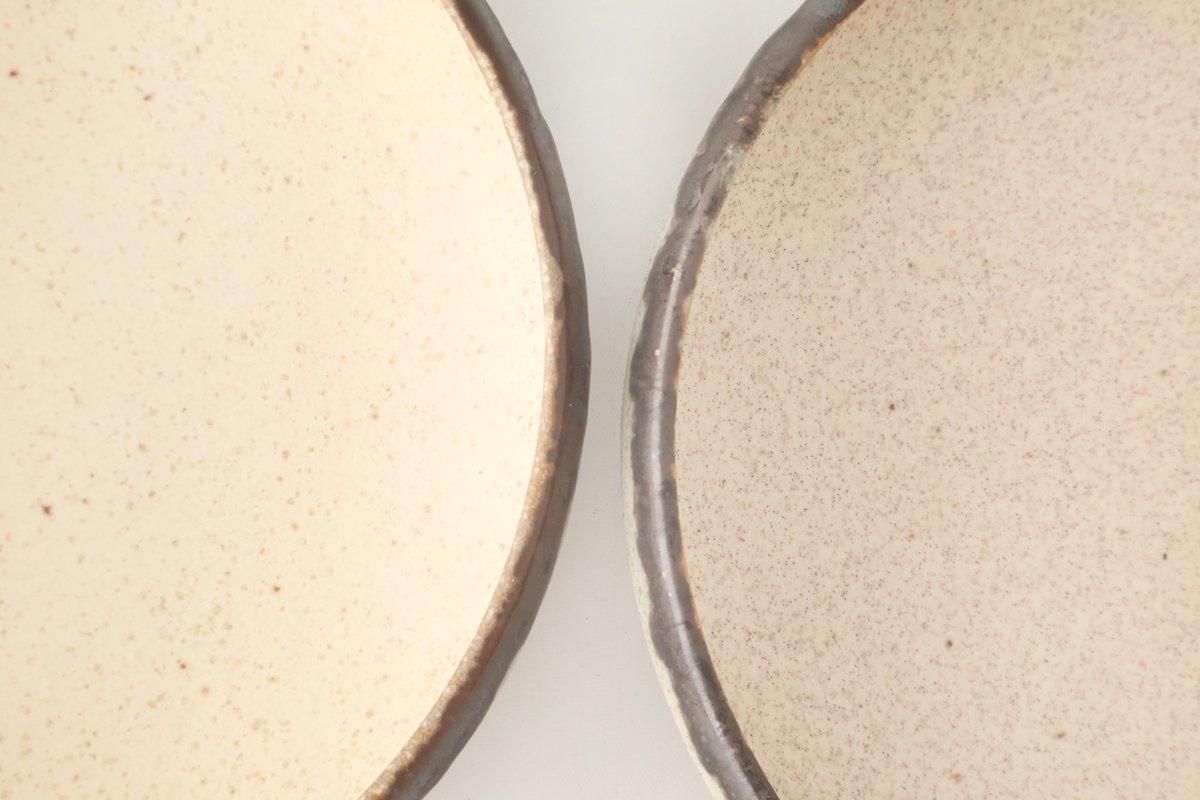 Serving Bowl White and Brown Rim Small | Mino Ware