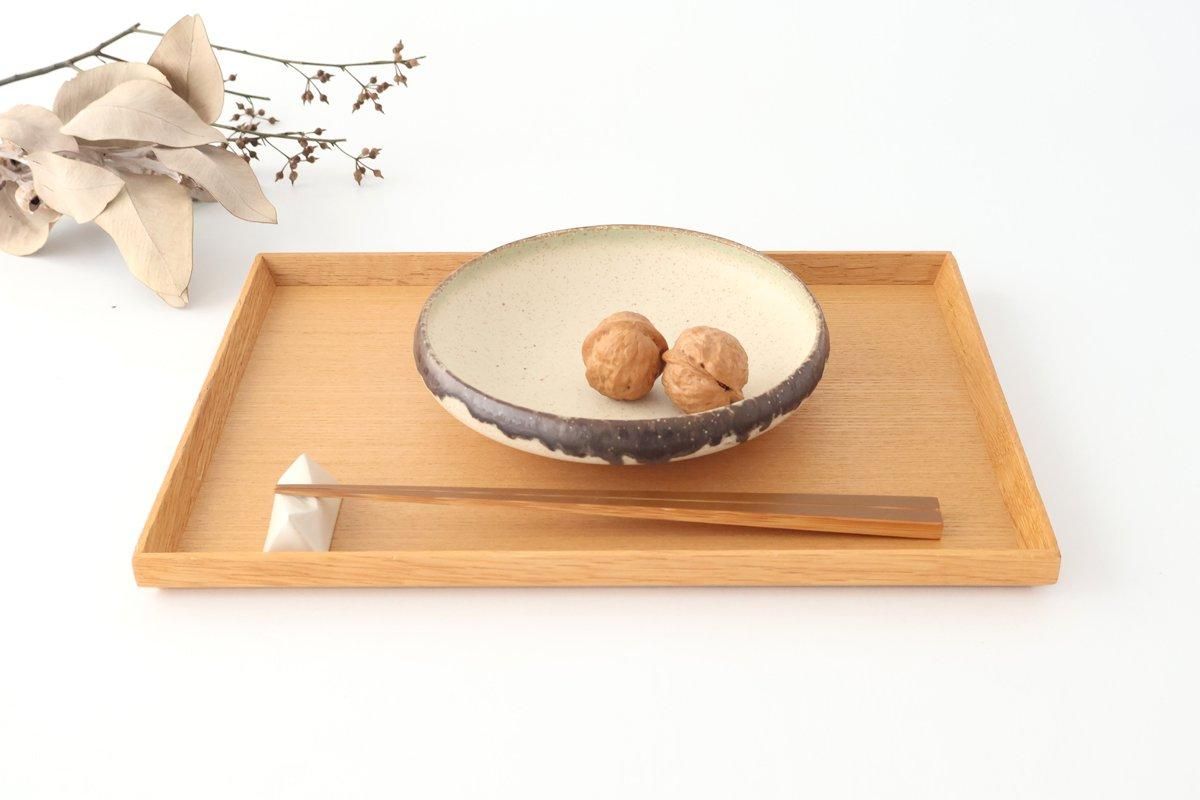 Serving Bowl White and Brown Rim Small | Mino Ware