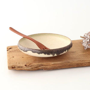 Serving Bowl White and Brown Rim Small | Mino Ware