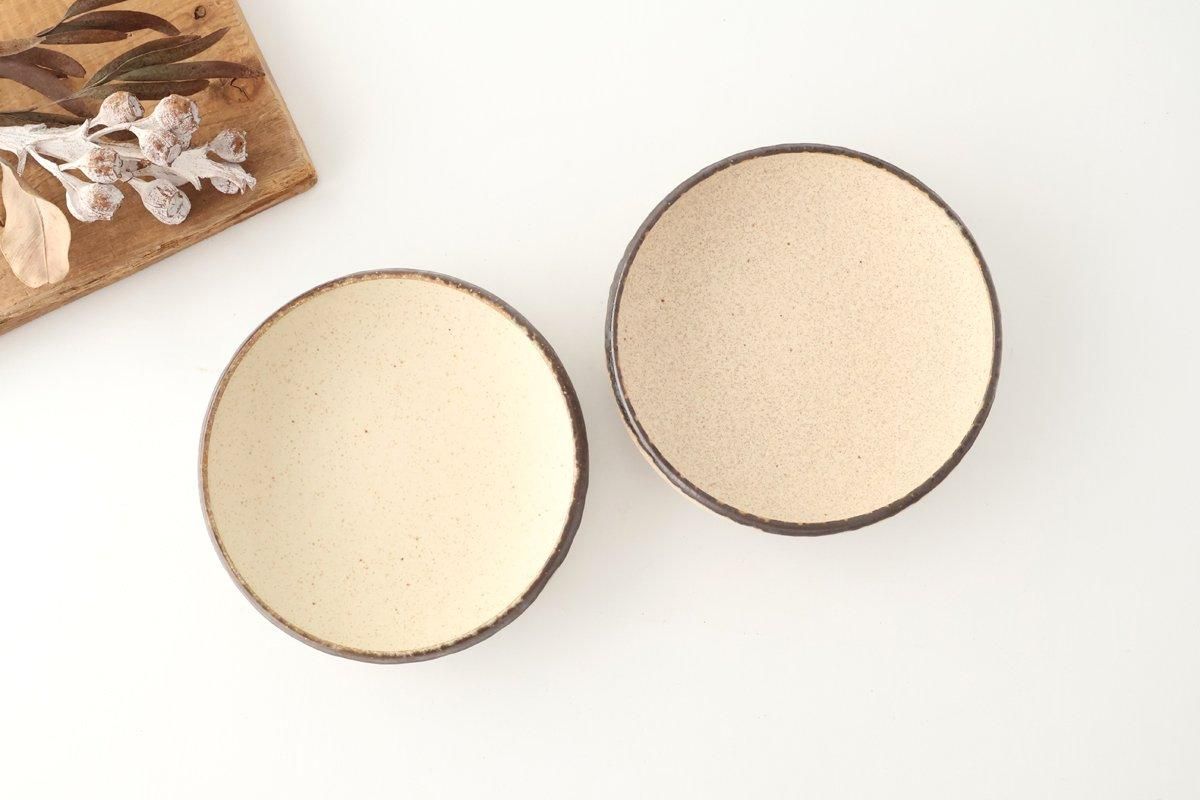 Serving Bowl White and Brown Rim Small | Mino Ware