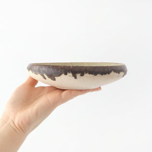 Serving Bowl White and Brown Rim Small | Mino Ware