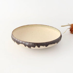 Serving Bowl White and Brown Rim Medium  | Mino Ware